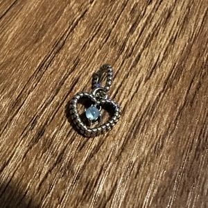 December Sky Blue Beaded Heart Dangle Charm